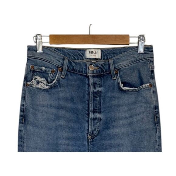 Not For Sale Agolde Jeans Women 28 Blue Nico Denim‎ High Rise Slim Fit Fray - Picture 4 of 11